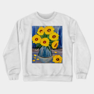 Sunflowers in tall vase Crewneck Sweatshirt